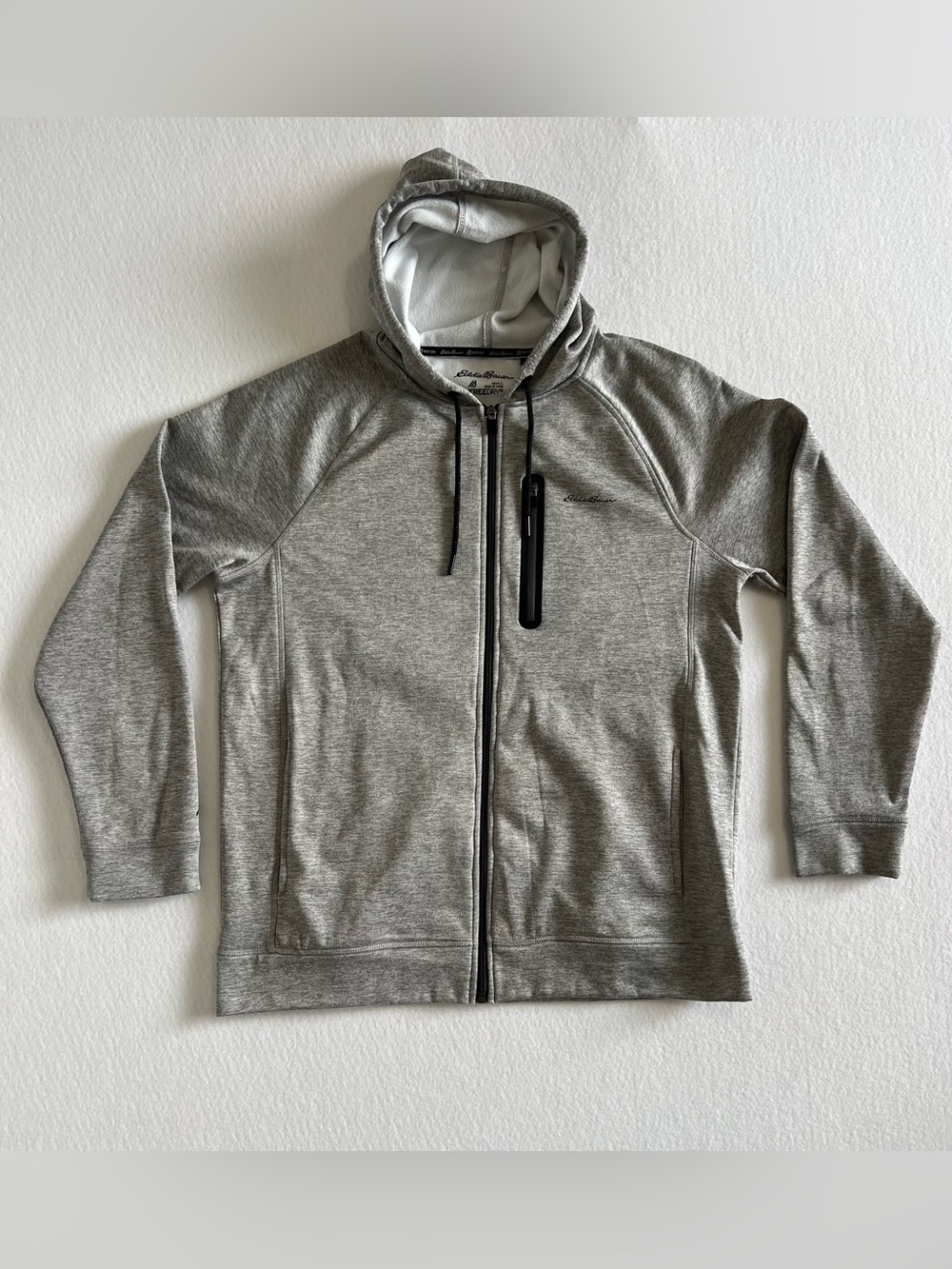 Eddie Bauer FreeDry Men’s L Gray Fleece Lined Full Zip Hoodie Jacket